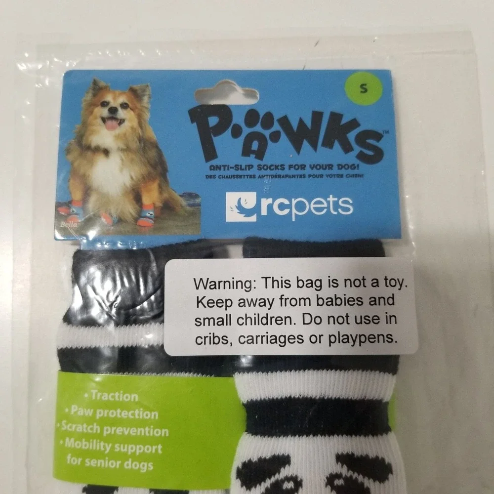 RC Pet Panda PAWKS Dog‎ Socks Size S Color Black/White
